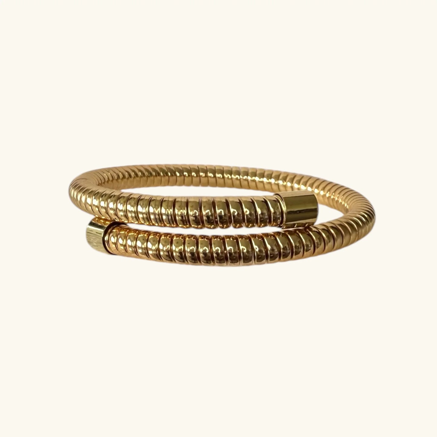 Gold-Plated Flexible Coil Bracelet - Stylish Stretchable Metal Bangle