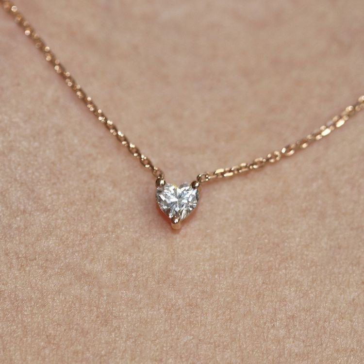 Gold Necklace with Crystal Pendant (White) – Elegant and Timeless Design