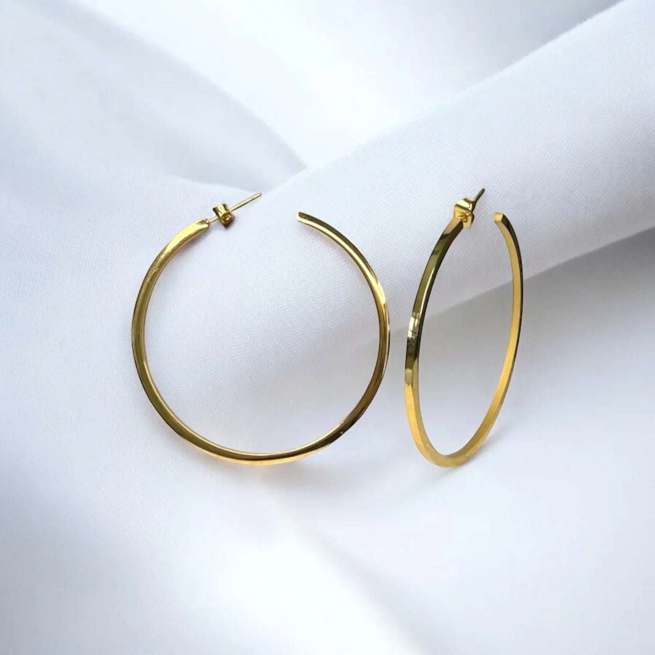 Elegant Large Gold-Tone Hoop Earrings – Minimalist Thin Hoop Earrings