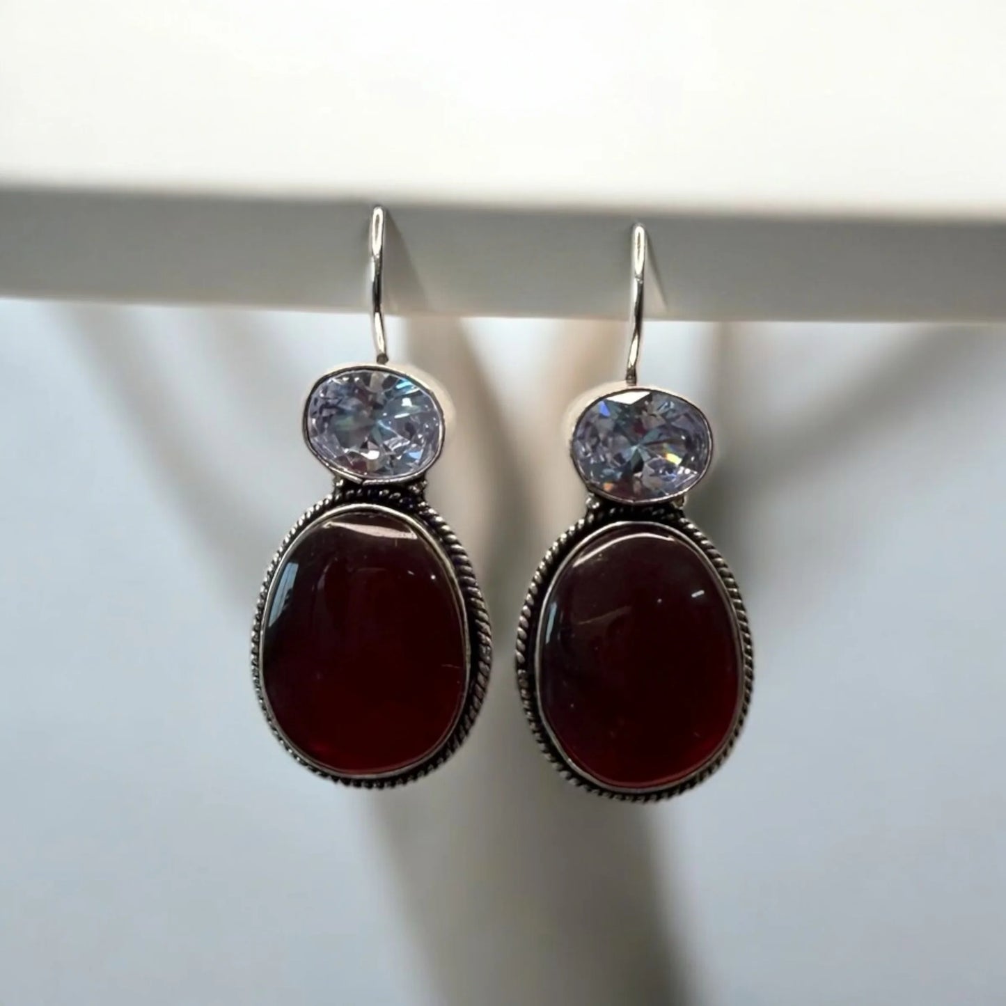 Elegant Ruby-Tone & Crystal Earrings - Perfect for Every Occasion