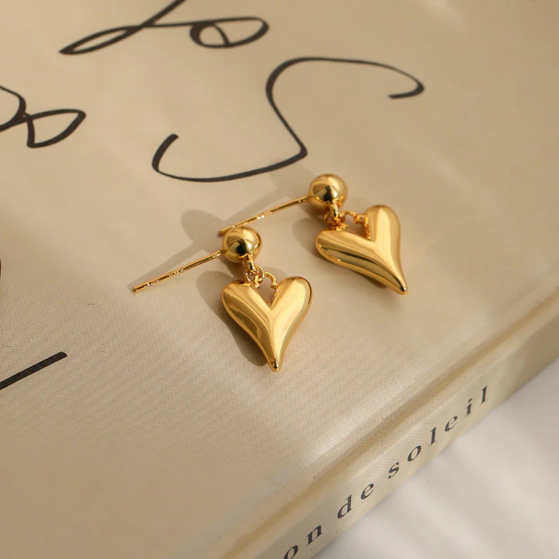 Trendy Gold Puffy Heart Earrings – Romantic Statement Jewelry