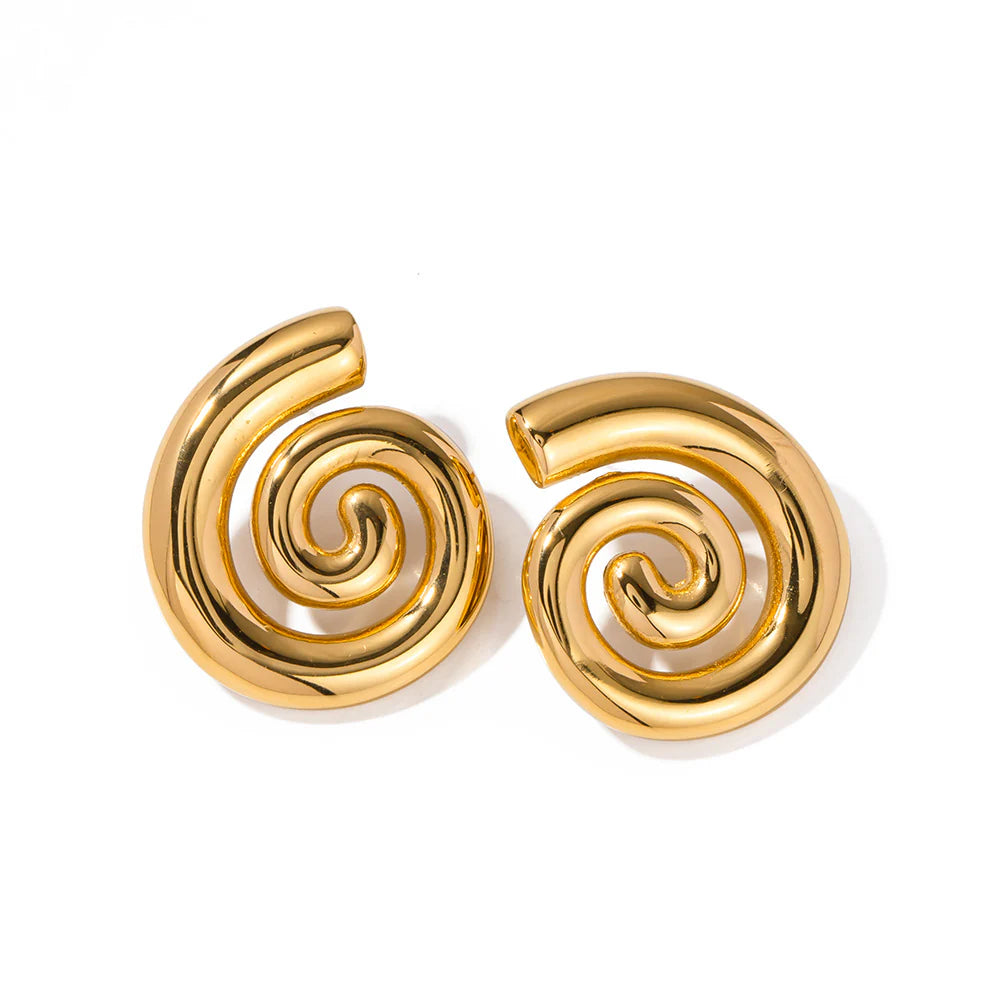 Bold Gold Spiral Earrings – Vintage-Inspired Chunky Statement Jewelry