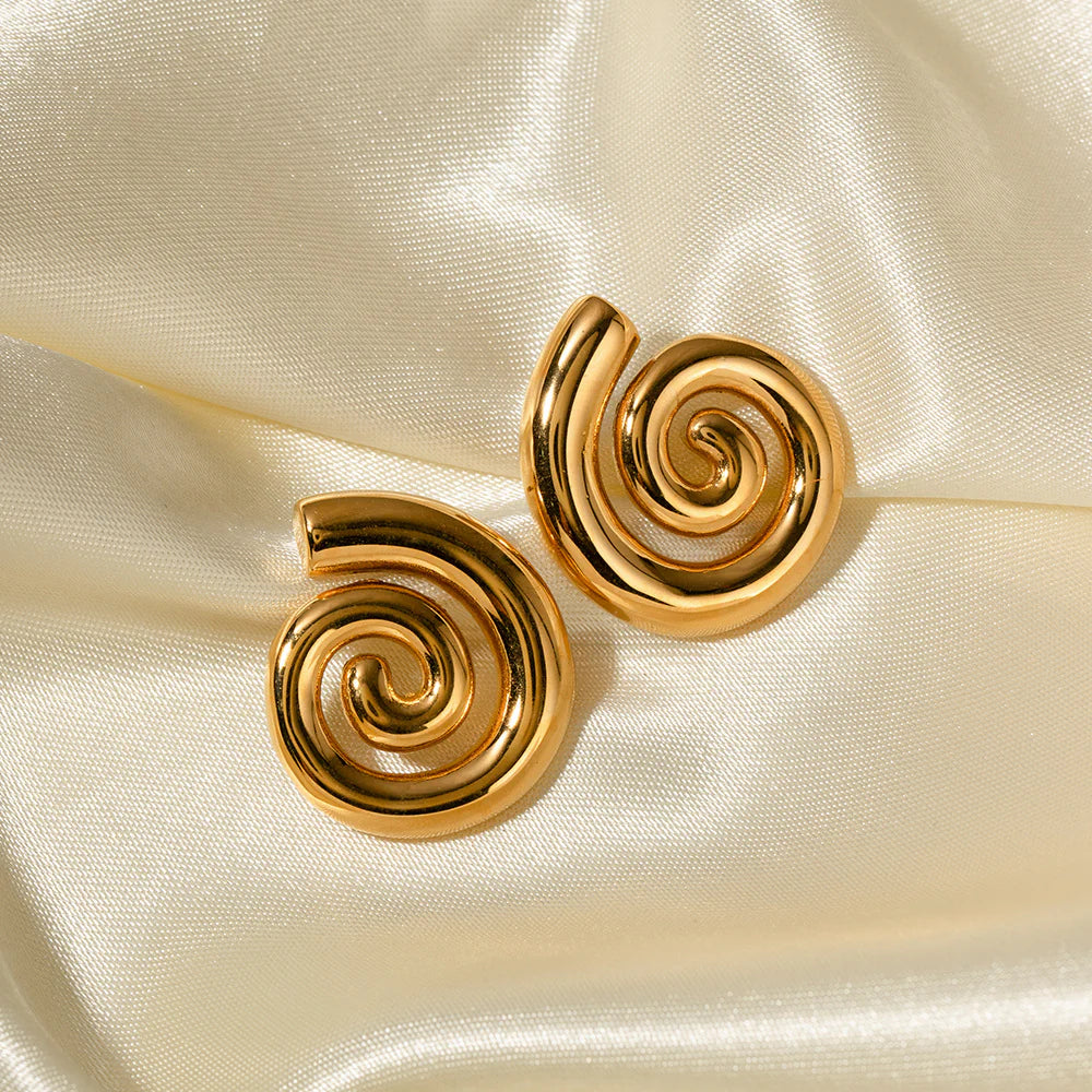 Bold Gold Spiral Earrings – Vintage-Inspired Chunky Statement Jewelry