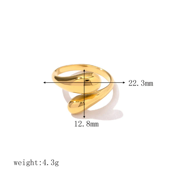 Bold Gold Wrap Ring – Adjustable Stainless Steel Statement Ring