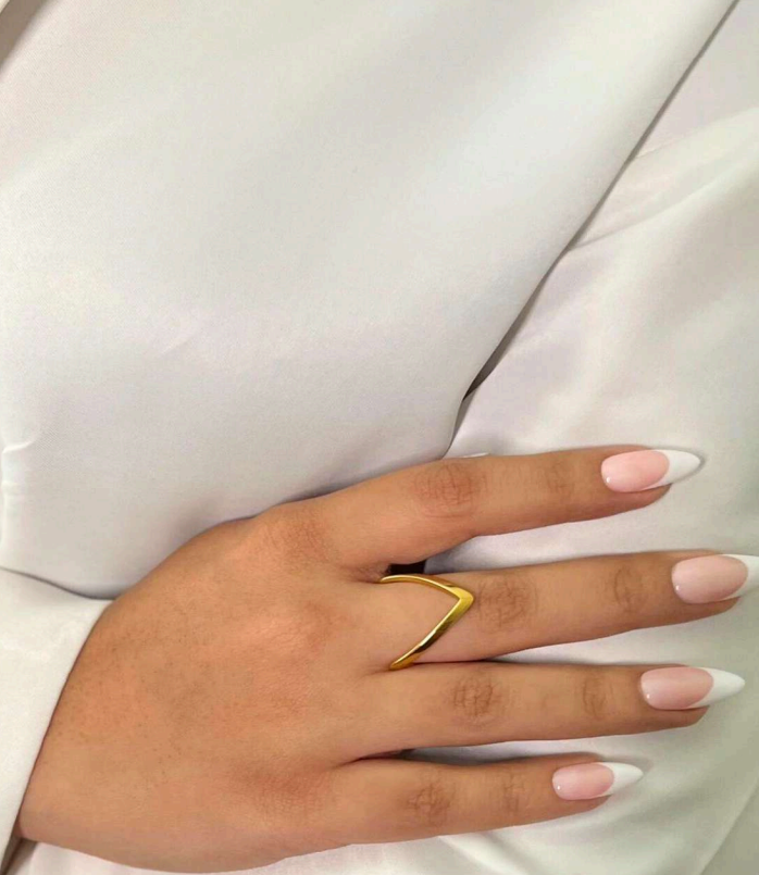Minimalist Gold V-Shape Ring for Women | Anti-Tarnish Stainless Steel Jewelry