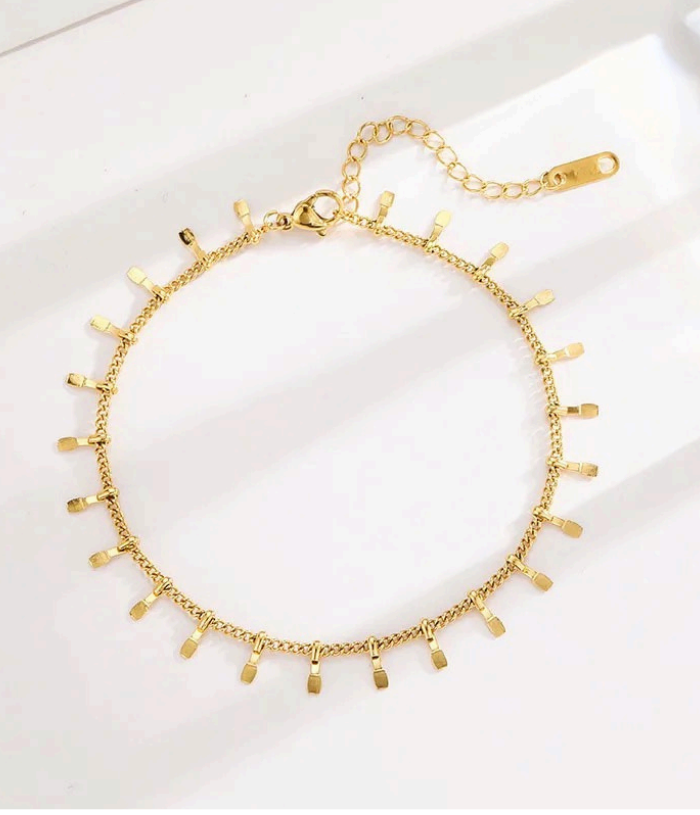 Dainty Gold Drop Anklet | Anti-Tarnish Stainless Steel | Waterproof & Hypoallergenic Jewelry (pair)