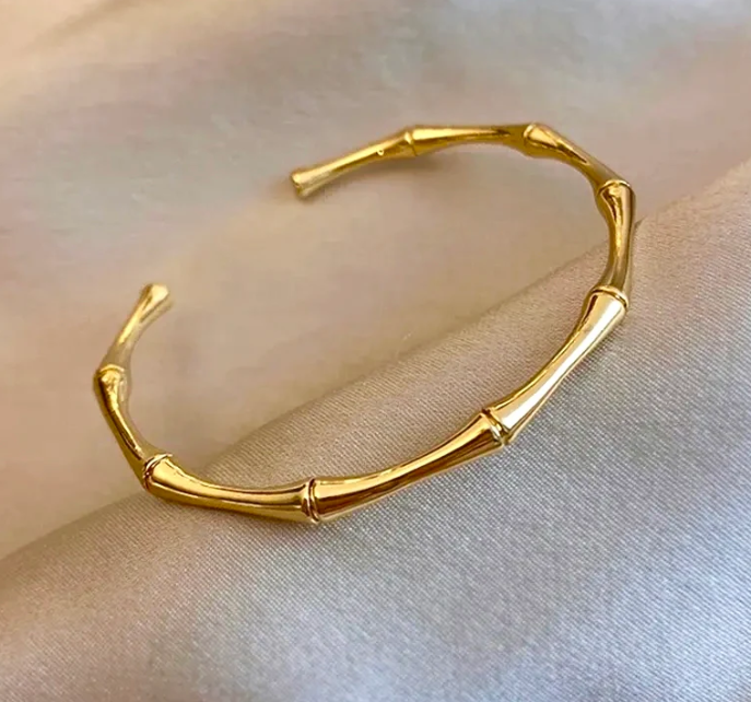 Gold Bamboo Cuff Bracelet – Nature-Inspired Elegance & Timeless Style