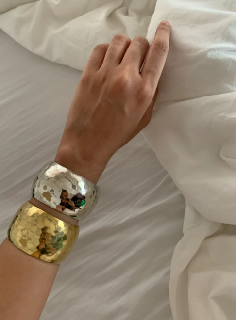 Bold Hammered Gold Cuff Bracelet | Wide Statement Brass Jewelry