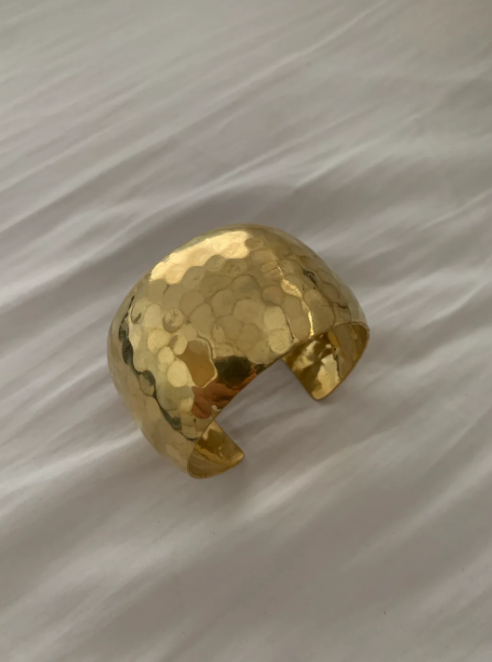 Bold Hammered Gold Cuff Bracelet | Wide Statement Brass Jewelry