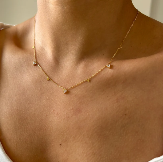 Minimalist Gold Triangle Pendant Necklace – Dainty Geometric Jewelry
