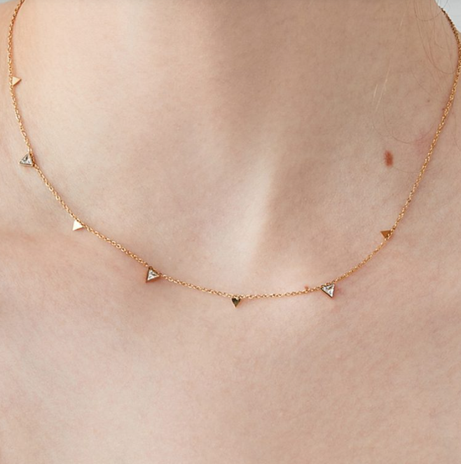 Minimalist Gold Triangle Pendant Necklace – Dainty Geometric Jewelry