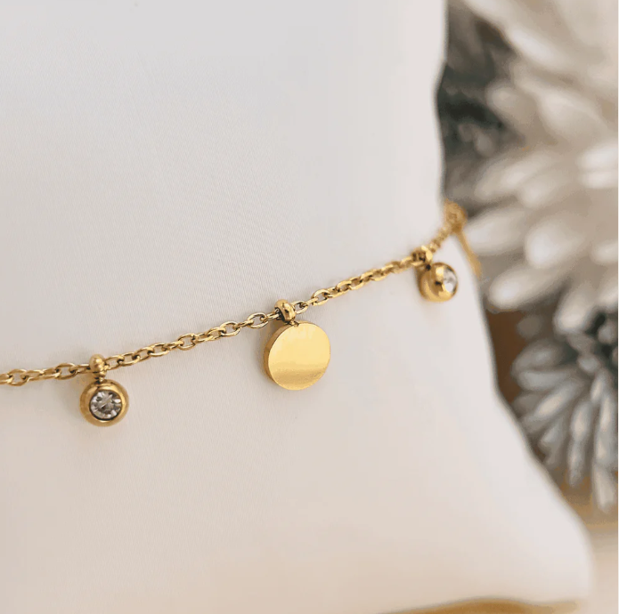 Gold-Plated Stainless Steel Dainty Charm Bracelet