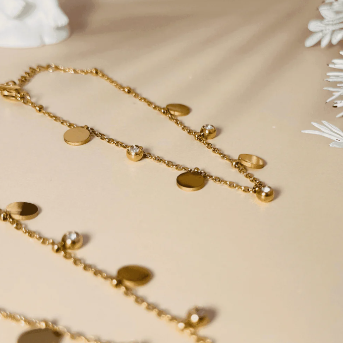 Gold-Plated Stainless Steel Dainty Charm Bracelet