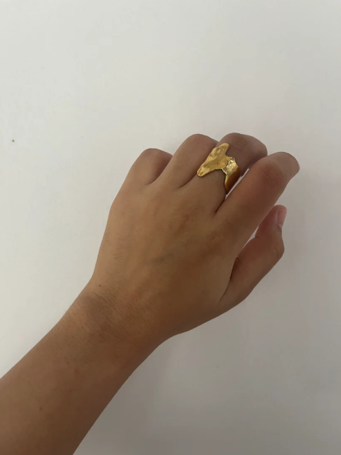 Abstract Textured Statement Gold Ring | Stainless Steel Anti-Tarnish Adjustable