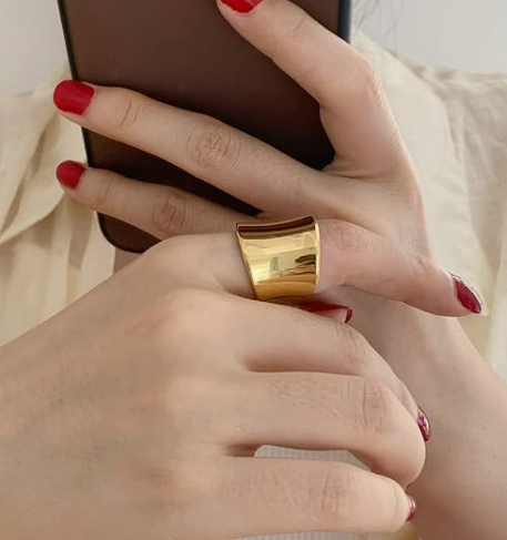 Wide Band Statement Ring | Stainless Steel Anti-Tarnish Gold Plated