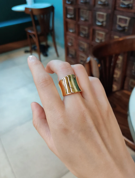 Wide Band Statement Ring | Stainless Steel Anti-Tarnish Gold Plated