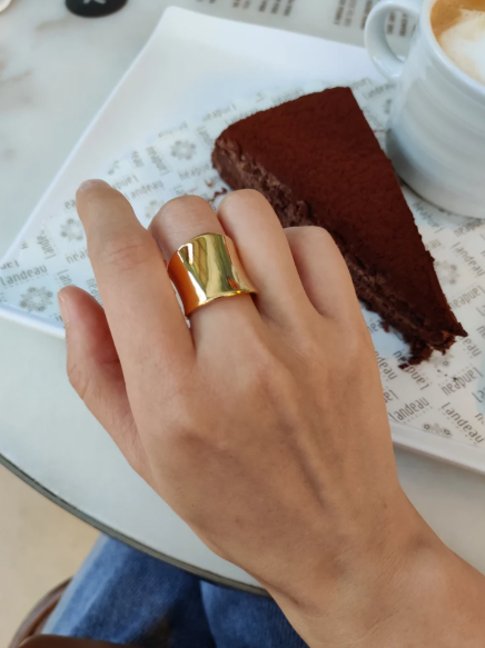 Wide Band Statement Ring | Stainless Steel Anti-Tarnish Gold Plated