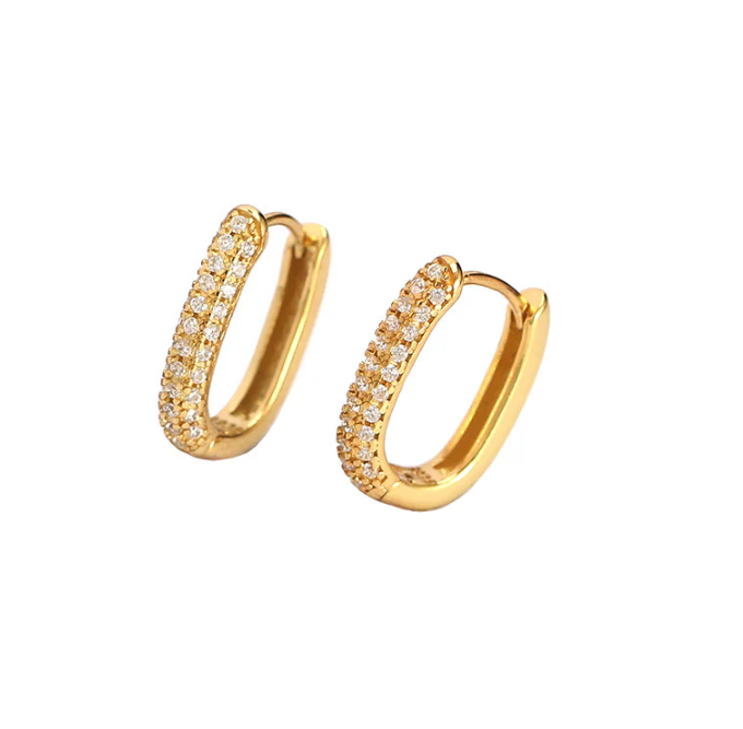 Crystal Studded Gold Huggie Hoops | Trendy Everyday Earrings