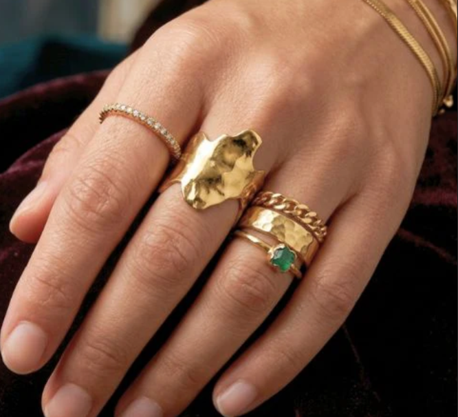 Abstract Textured Statement Gold Ring | Stainless Steel Anti-Tarnish (Adjustable)
