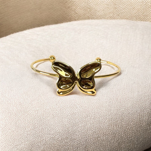 Dainty gold-plated butterfly cuff bracelet