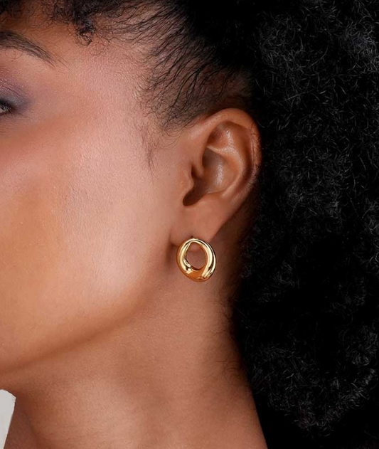 Gold-plated stainless steel twist hoop earrings