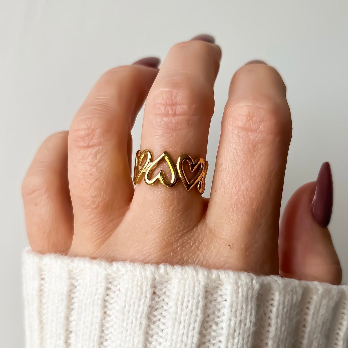 Gold Heart Ring – Elegant and Trendy Love-Inspired Design (Adjustable Size)