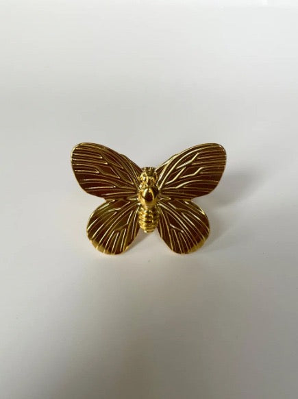 Gold-Plated Statement Butterfly Ring – Adjustable Anti-Tarnish Jewelry
