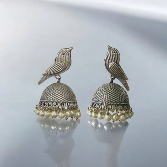 Vintage Bird Jhumka Earrings – Graceful Fusion of Tradition and Art