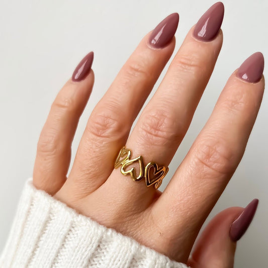 Gold Heart Ring – Elegant and Trendy Love-Inspired Design (Adjustable Size)