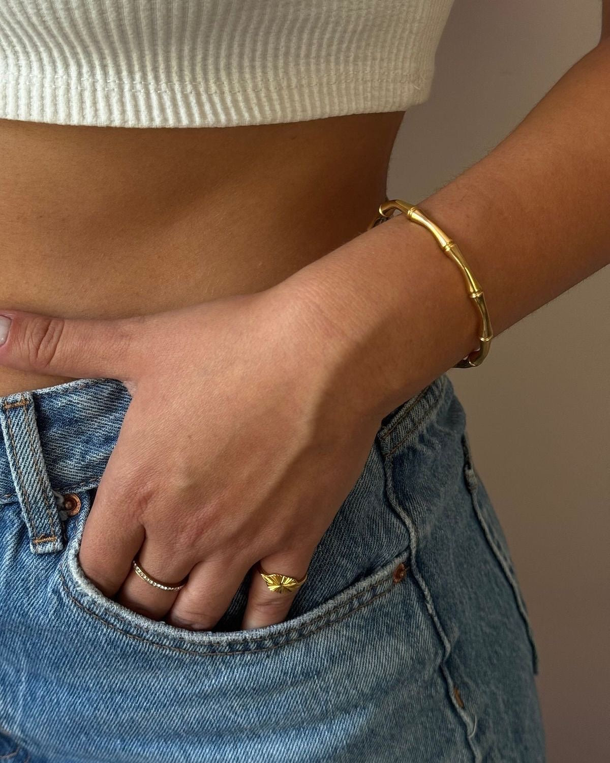 Gold Bamboo Cuff Bracelet – Nature-Inspired Elegance & Timeless Style