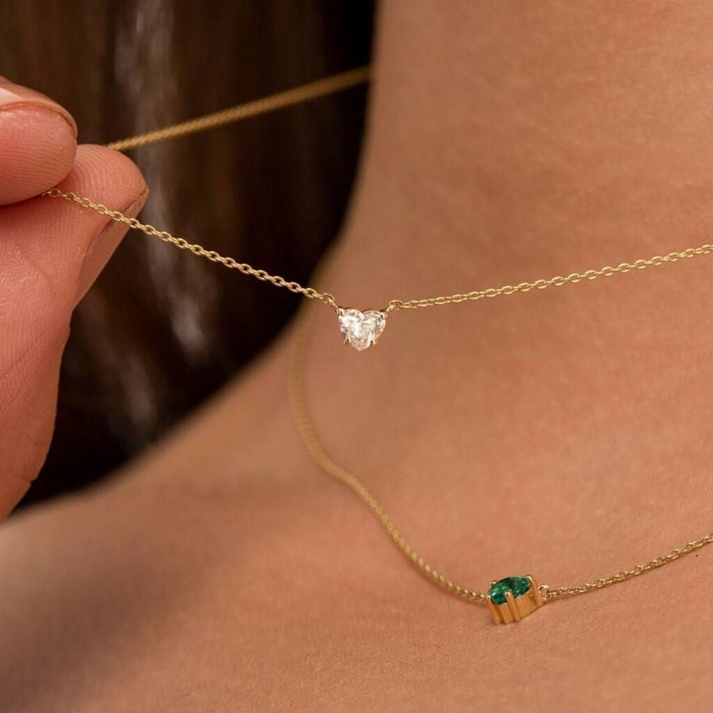 Gold Necklace with Crystal Pendant (White) – Elegant and Timeless Design
