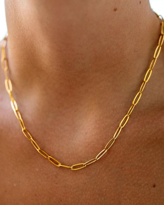 Gold Paperclip Chain Necklace – Elegant and Modern Design