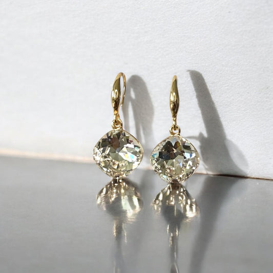 Elegant Gold Plated Crystal Drop Earrings for Women - Sparkling Cubic Zirconia Dangle Earrings