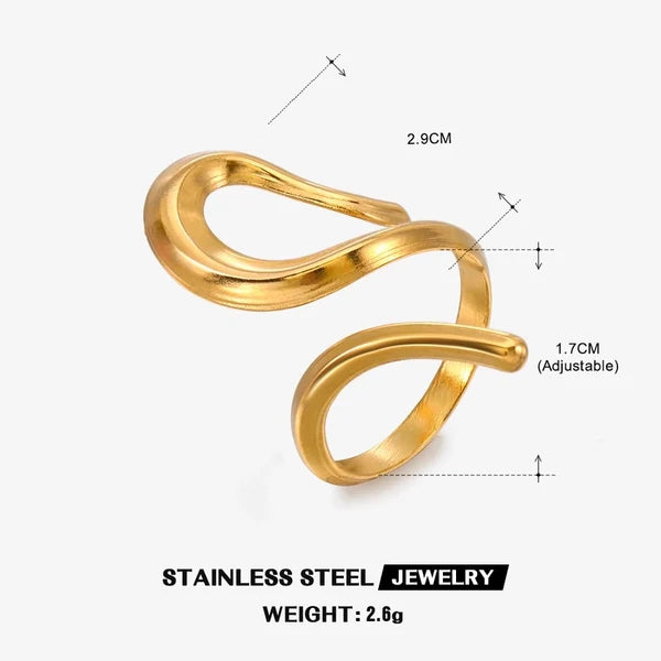 Modern Gold Open Ring – Abstract Minimalist Adjustable Jewelry
