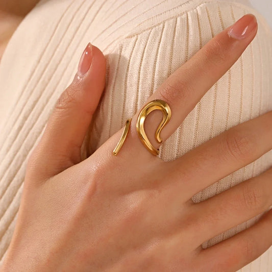 Modern Gold Open Ring – Abstract Minimalist Adjustable Jewelry