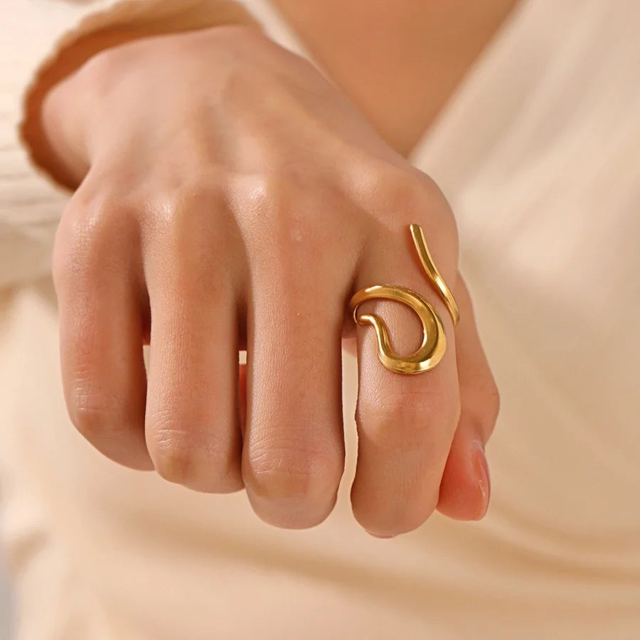 Modern Gold Open Ring – Abstract Minimalist Adjustable Jewelry