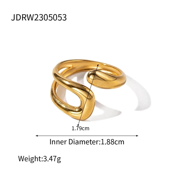 Trendy Open Gold Ring for Women – Adjustable Geometric Minimalist Statement Jewelry