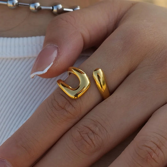 Trendy Open Gold Ring for Women – Adjustable Geometric Minimalist Statement Jewelry