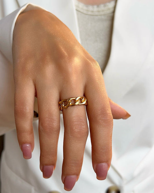 Trendy Gold Chain Link Ring – Bold Statement Jewelry