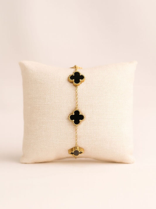 Black Clover Charm Bracelet | Stainless Steel Anti-Tarnish Gold Chain Bracelet