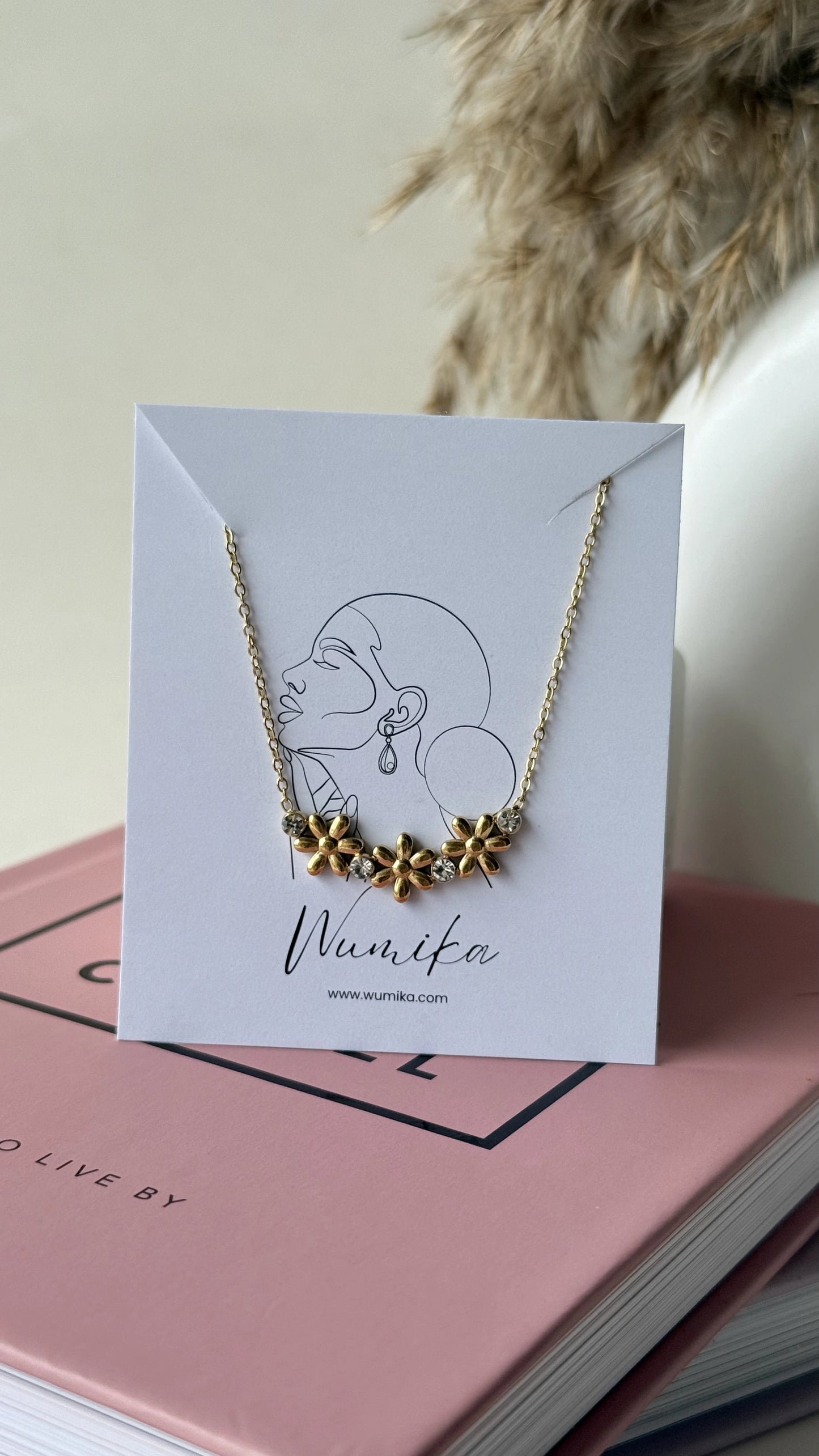 Gold Daisy Flower Necklace | Anti-Tarnish Stainless Steel | Dainty Floral Jewelry for Women
