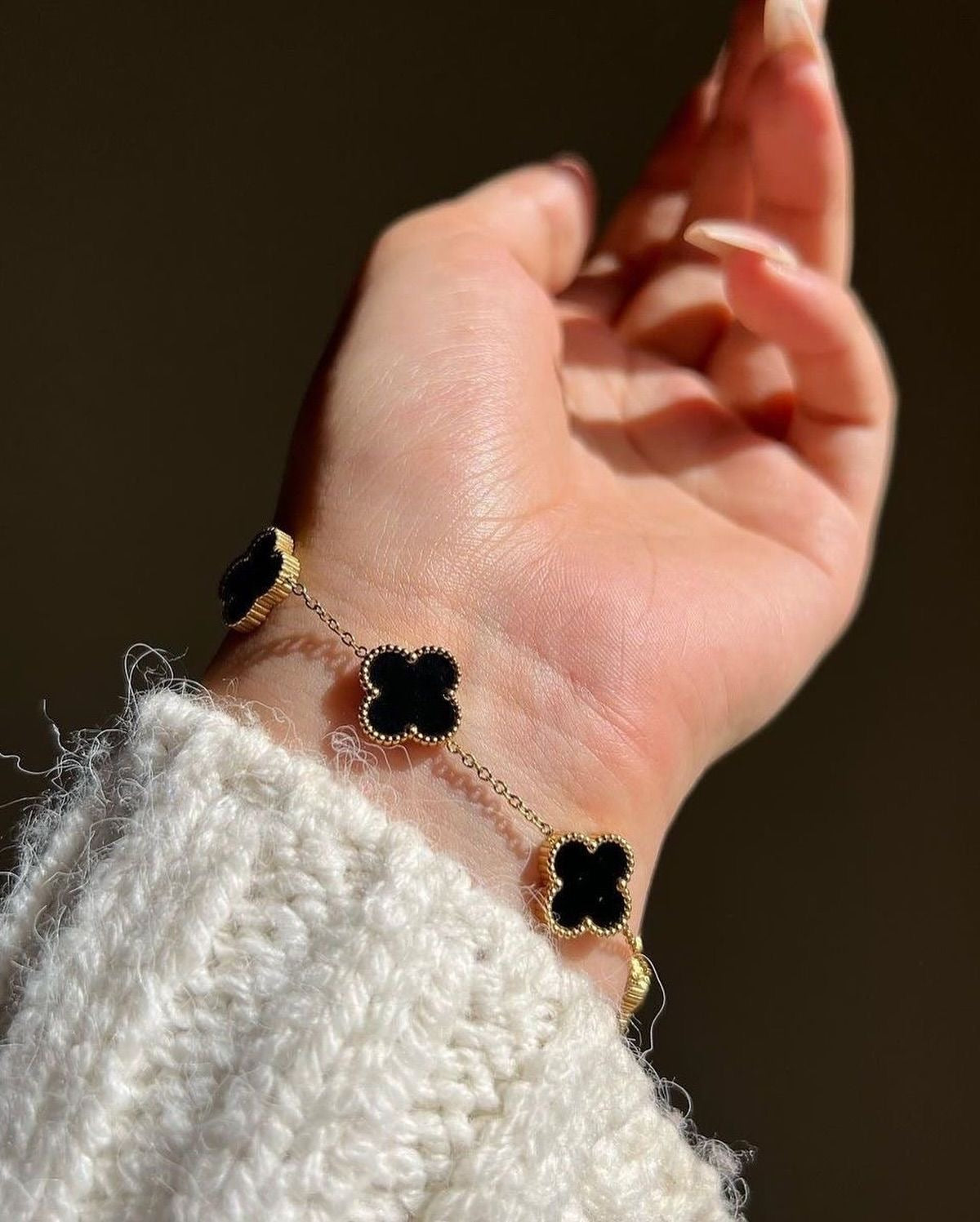 Black Clover Charm Bracelet | Stainless Steel Anti-Tarnish Gold Chain Bracelet