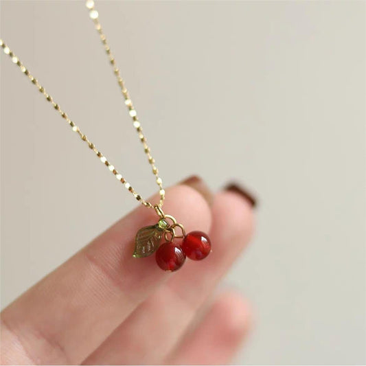 Gold Cherry Pendant Necklace – Cute and Playful Fruit Charm