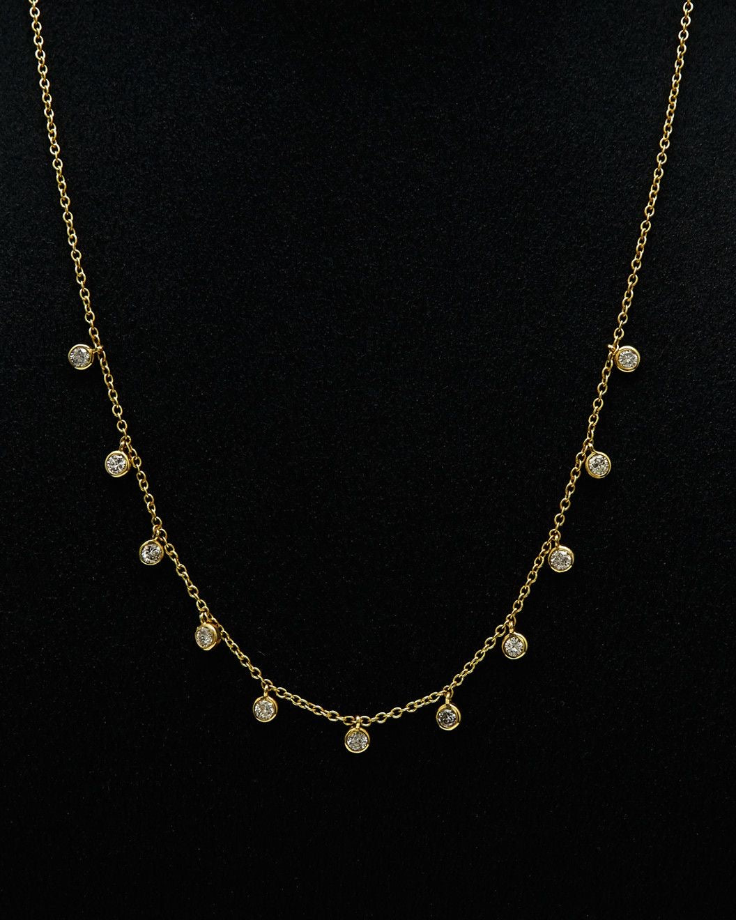 Dainty Gold Charm Necklace with Crystal Drops | Minimal Everyday Necklace