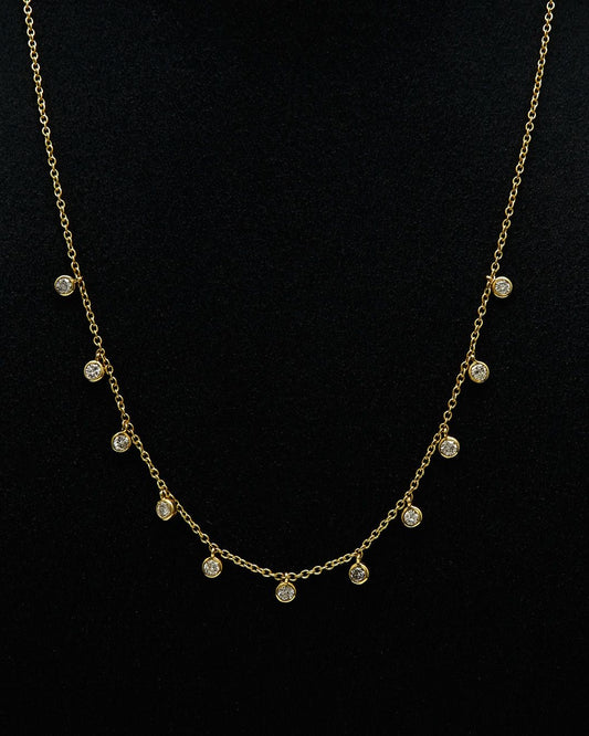 Dainty Gold Charm Necklace with Crystal Drops | Minimal Everyday Necklace