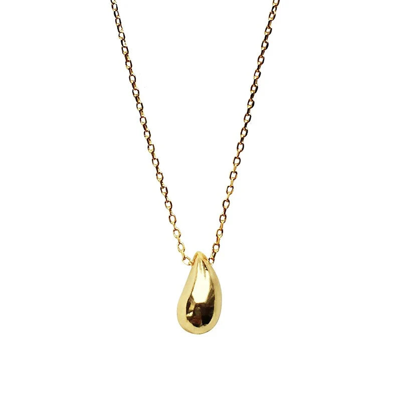Minimalist Gold Teardrop Pendant Necklace – Elegant Stainless Steel Waterproof Jewelry