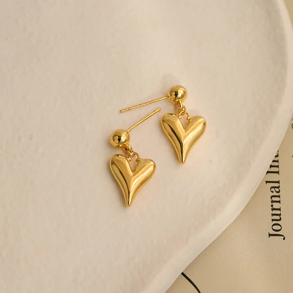Trendy Gold Puffy Heart Earrings – Romantic Statement Jewelry