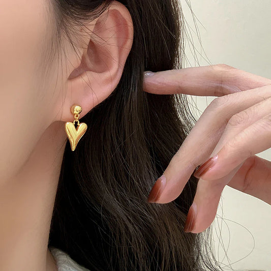 Trendy Gold Puffy Heart Earrings – Romantic Statement Jewelry