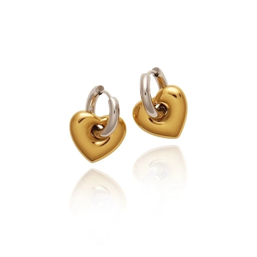 Elegant Two-Tone Heart Hoop Earrings – Gold & Silver Love-Inspired Jewelry