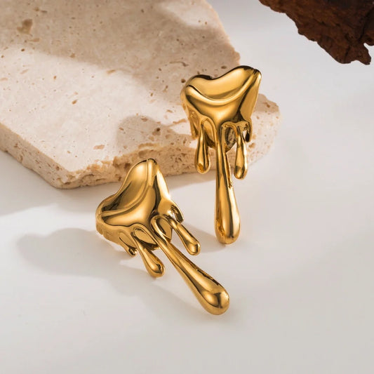 Bold Dripping Gold Earrings – Statement Liquid Metal Jewelry for Trendsetters